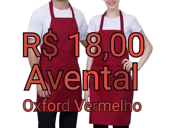 Avental em Oxford - Vermelho