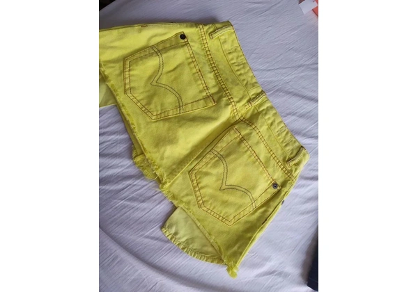 Saia jeans amarela 36