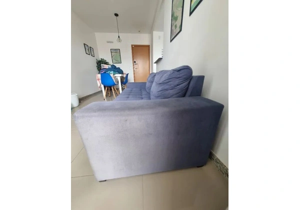 Sofá de Linho Suede Azul Claro