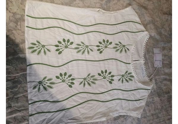 Blusa bege M tricô blusa branca detalhes de renda G