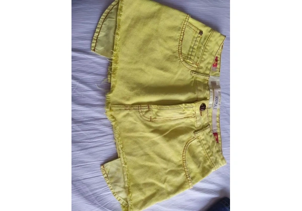 Saia jeans amarela 36