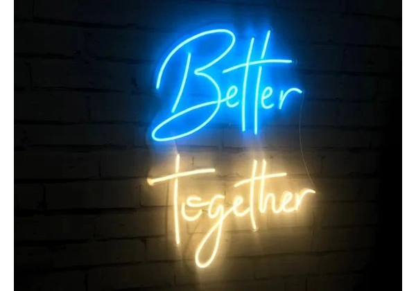 Letreiro Neon Led Decorativo para casamentos - Better Together (melhor juntos)