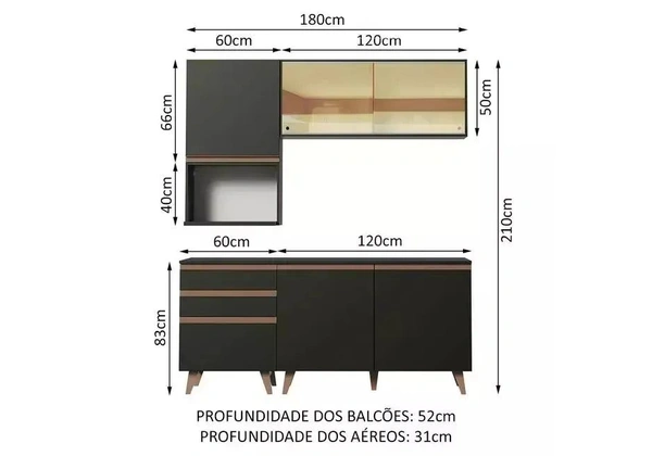 Armário de Cozinha Compacta 180cm