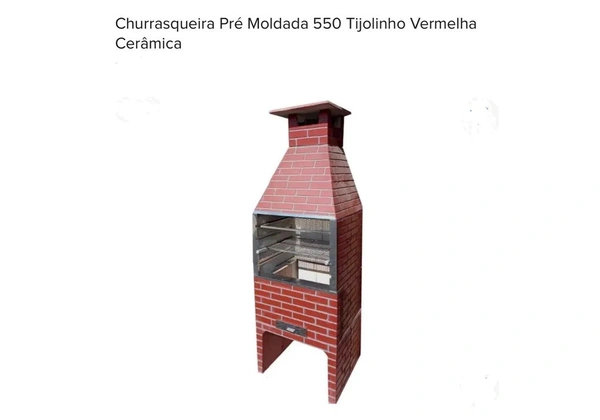 Churrasqueira Pré Moldada 620 Tijolinho Vermelha Cerâmica