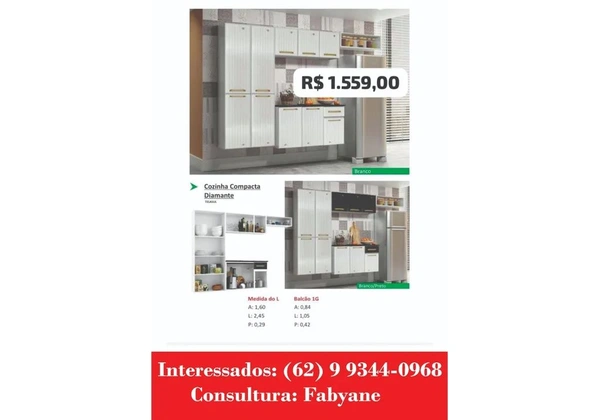 Armario de cozinha Compacta Diamante Aço