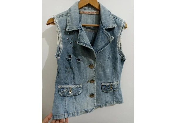 colete feminino jeans da Jéssica