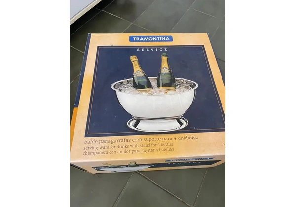 Balde Aço Inox Com Suporte Para 4 Garrafas