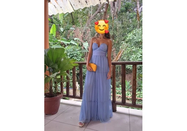 Vestido Azul Claro Longo