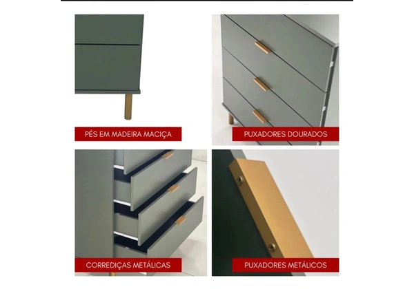 Cômoda ou Buffet com 6 gavetas verde