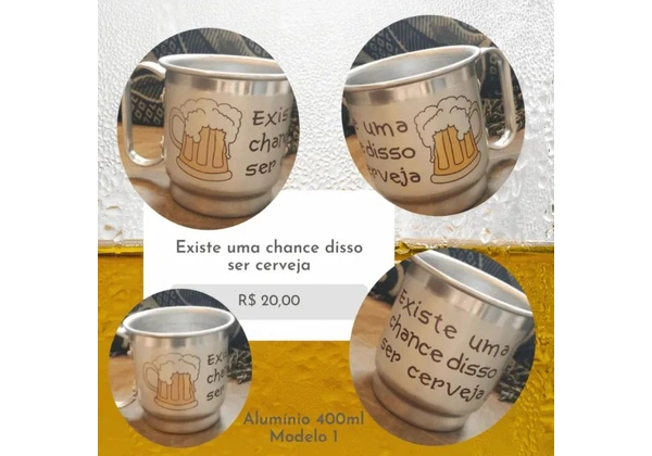 Canecas de alumínio 400ml - Super Pai ou Cerveja