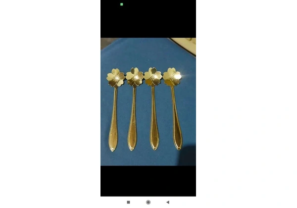 Kit com 4 colheres de sobremesa aço inoxidável dourado ou colorido