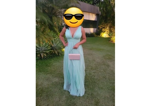 Vestido longo verde menta