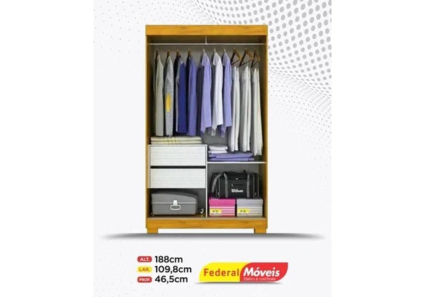 Guarda Roupas Solteiro 100% MDF 2 Portas 2 Gavetas Direto da Fabrica Fazemos Entrega