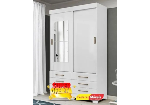Guarda Roupa 2 Portas 6 Gavetas com Espelho Super Lindo Fazemos Entrega