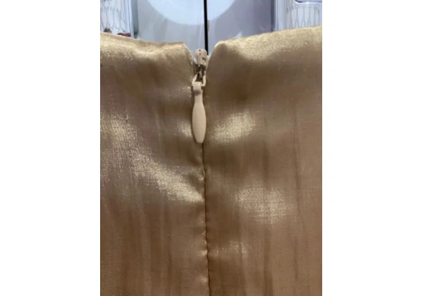 (TAM: 44-46 ou G-GG) Vestido Dourado Social Madrinha Casamento Festa Formatura Culto