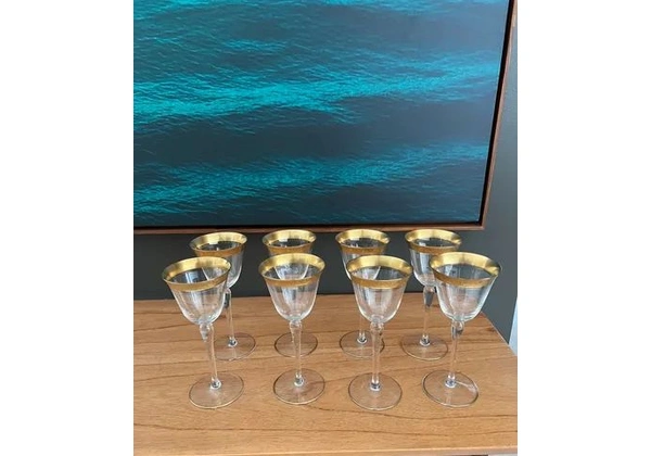 Cálice cristal com borda em Ouro 24k