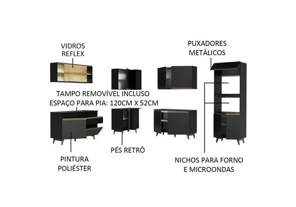 Armário de Cozinha Completa de Canto