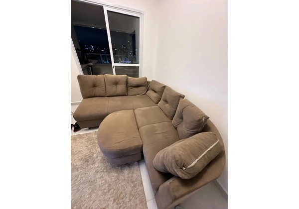 Sofá Suede Marrom em L