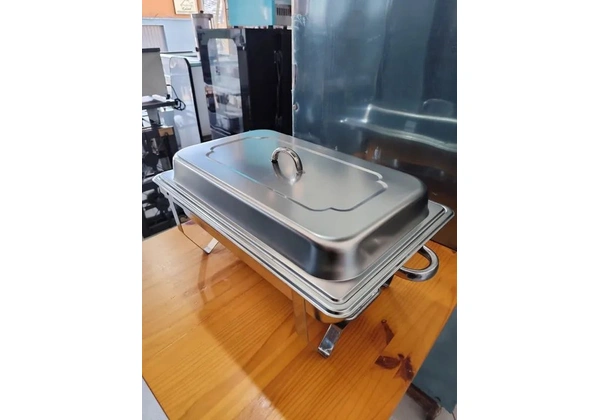 Rechaud Em Inox c/ 2 Cubas e 2 Queimadores