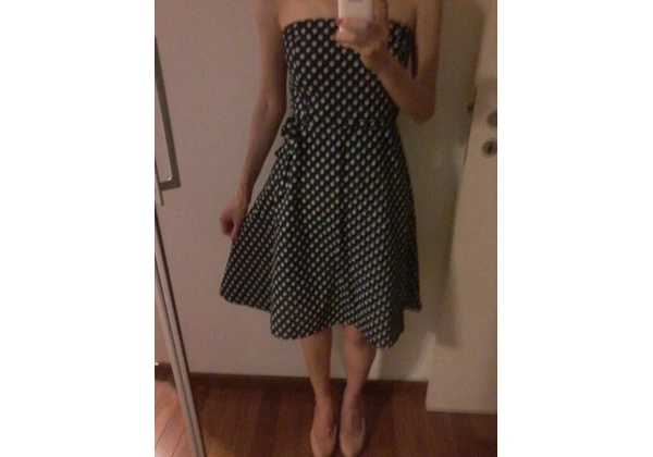 Vestido tqc azul marinho bolinhas