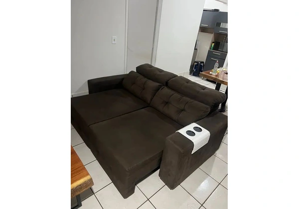 Sofá cama retrátil e reclinável 3 lugares