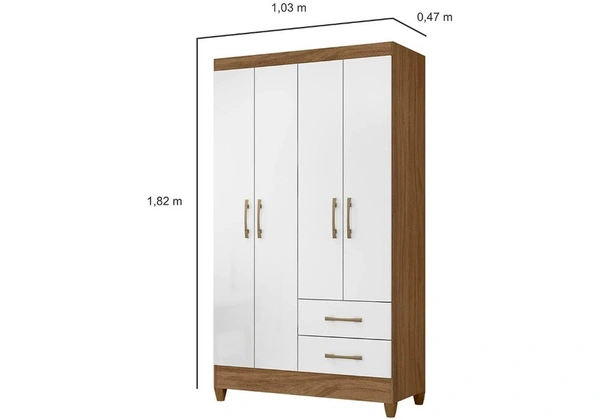 Guarda Roupas Ideal 4 Portas 2 Gavetas - Fazemos Entrega - Novo
