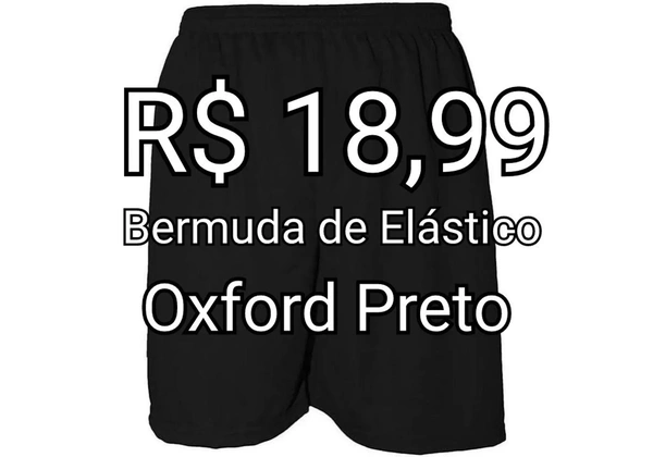 Bermuda Preta de Elástico - Oxford Preto
