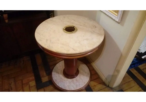 Mesa de Centro Vintage -Madeira e Marmore