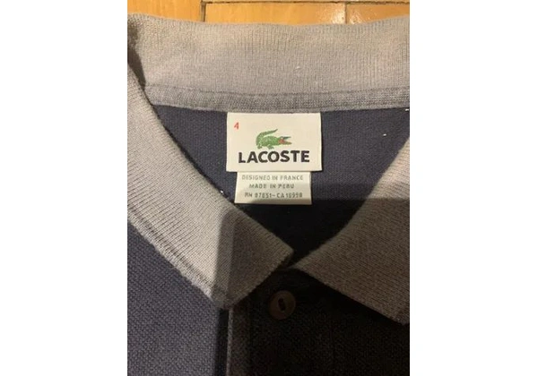Camisa Pólo Masculina Manga Longa Lacoste Original Azul Impecável - Tamanho M / 4