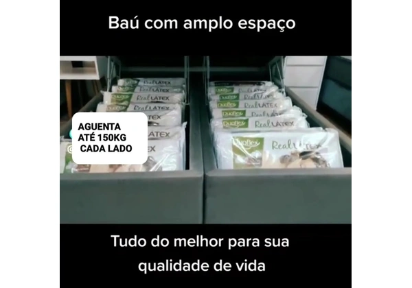 BOX BAÚ BIG QUEEN OU KING BIPARTIDO COM PISTÕES A GÁS