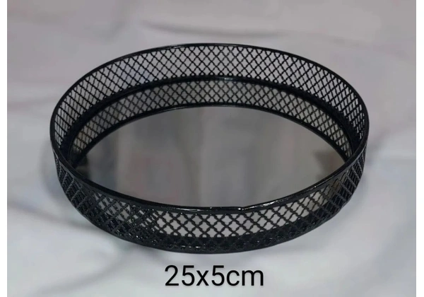 Bandeja Espelhada Redonda Em Metal Barcelona 25x5cm.<br>