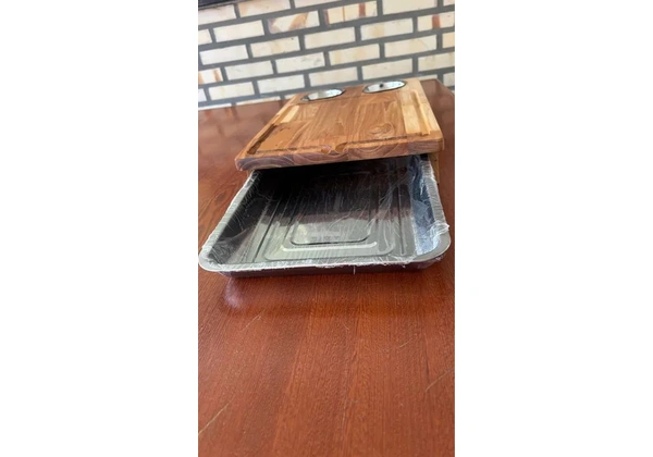 Tábuas de churrasco com bandeja inox