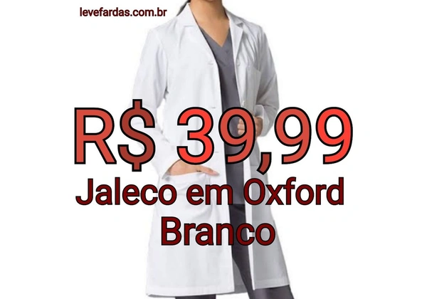 Jaleco em Oxford Branco - Área de Saúde, Estética, Beleza
