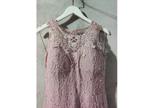 Vestido rose longo de festa