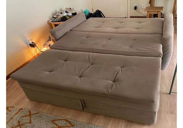 Sofá cama 2/3 lugares - cor capuccino