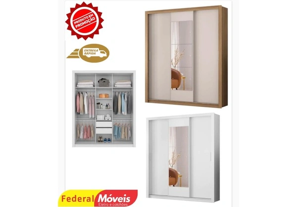 Guarda roupa 3 portas com espelho vero - novo na caixa - entregamos