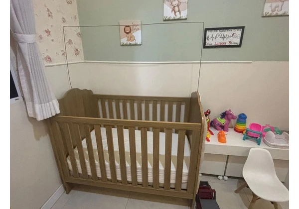 Berço Cama Capitonê Fiorello Elegance P53 com Colchao Ortobom D18