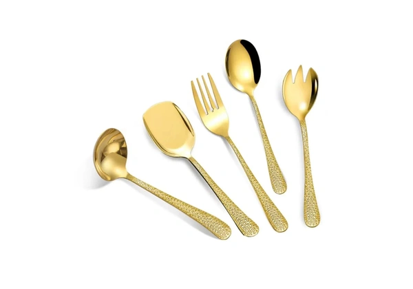 Talheres em aço inoxidável dourado para servir refeição 5 peças 75, 00 ou 15, 00 a uni<br>