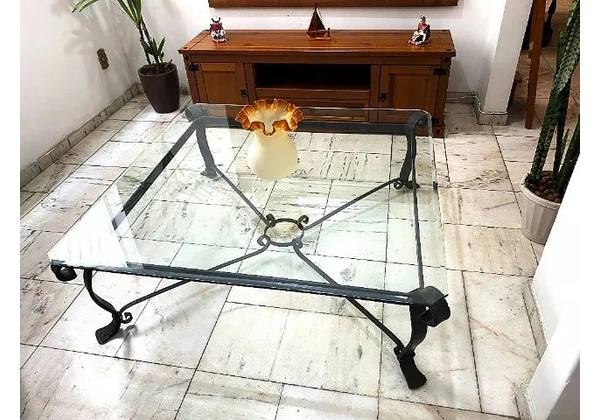 Mesa de Centro Vidro Bisotê
