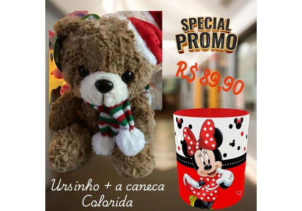 Urso de Pelúcia + Caneca Personalizada - Kit Presente