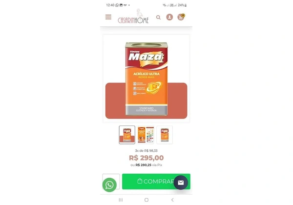 Tinta Acrílico Ultra Fosco Branco 18 Litros - Maza<br>Ambiente Interno e Externo