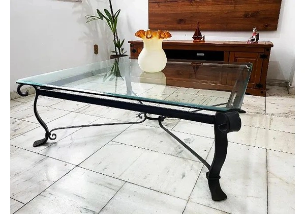 Mesa de Centro Vidro Bisotê