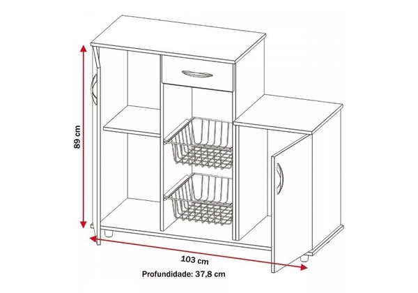 Fruteira 310 2 Portas 1 Gaveta - Mega Oferta - Fazemos Entrega