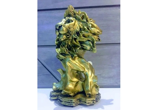 Estátua De Leão Dourado Escultura Decorativa Em Resina Casa