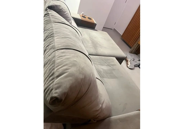 Sofá retrátil e reclinável nobuck cinza