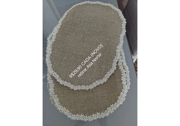 Jogo de 2 Porta Copos de Juta com Detalhes em Flores