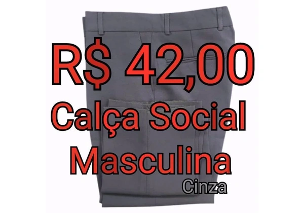 Calça Social Masculina em Oxford Cinza