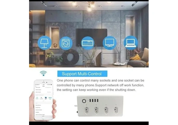 Régua Extensão tomada usb wifi Tuya Alexa Google filtro