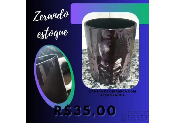 Canecas de cerâmica interno preto = Harry Potter ou Batman com Coringa