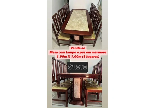 VENDO MESA COM 8 CADEIRAS